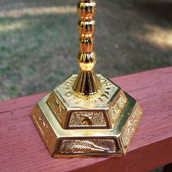 Gold 7 Branch Candle Stick Tabletop Menorah - Picture 6 of 12